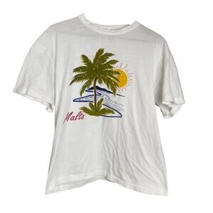Vintage Y2K Malta Travel Destination Holliday Tourist T-shirt - Large